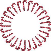 runda ram med röd jul godis på vit bakgrund. vektor bild.