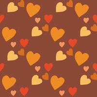 nahtloses Muster mit gelben und orangefarbenen Herzen. Vektorbild. vektor
