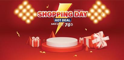 Shopping Day und Hot Deal Sale Banner Template Design für Web oder Social Media. vektor