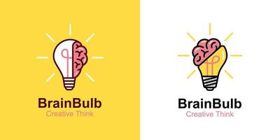hjärna Glödlampa lampa logotyp element för smart aning ikon, inspiration, tänkande, kreativ aning, utbildning, kreativ sinne logotyp design vektor