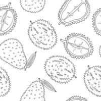 Durian frukt sömlös mönster hand dragen i klotter stil. omslag papper, bakgrund, tapet, textil- vektor