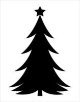 weihnachtsbaum-illustration. schwarz-weiß, einfarbiger weihnachtsbaum dekorativ, stilisierte illustration. vektor