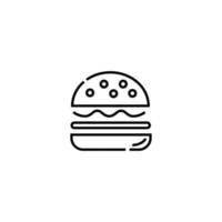 Speisen- und Getränkekonzept. modernes Gliederungssymbol und bearbeitbarer Strich. Vektorliniensymbol des Hamburgers vektor
