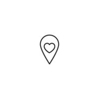 Romantik, Liebe und Dating-Konzept. umrisszeichen und bearbeitbarer strich im modernen flachen stil gezeichnet. geeignet für Artikel, Websites usw. Vektorliniensymbol des Herzens innerhalb des Geolocation-Zeichens vektor