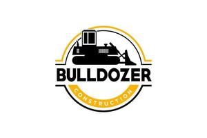 Bulldozer-Logo-Vorlagenvektor. Logo-Vektor für schwere Ausrüstung für Bauunternehmen. kreative baggerillustration für logo-vorlage. vektor