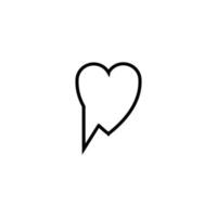 sjunga och symboler begrepp. enda linje ikon för internet sidor, appar, webbplatser, banderoller, flygblad. linje ikon av Tal bubbla i form av hjärta vektor