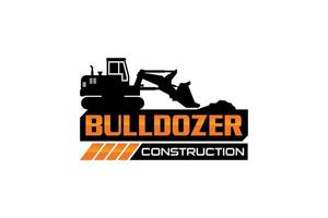 bulldozer logotyp mall vektor. tung utrustning logotyp vektor för byggföretag. kreativ grävmaskin illustration för logotyp mall.