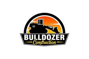 bulldozer logotyp mall vektor. tung utrustning logotyp vektor för byggföretag. kreativ grävmaskin illustration för logotyp mall.