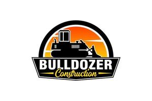 bulldozer logotyp mall vektor. tung utrustning logotyp vektor för byggföretag. kreativ grävmaskin illustration för logotyp mall.