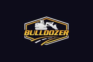 bulldozer logotyp mall vektor. tung utrustning logotyp vektor för byggföretag. kreativ grävmaskin illustration för logotyp mall.