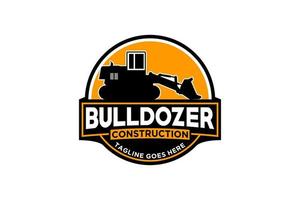 bulldozer logotyp mall vektor. tung utrustning logotyp vektor för byggföretag. kreativ grävmaskin illustration för logotyp mall.