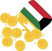 kuwait flagga hand ritade, kuwaiti dinar hand dragen vektor