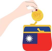 Taiwan-Flagge handgezeichnet, neue Taiwan-Dollar-Hand gezeichnet vektor