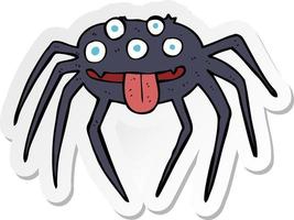 Aufkleber einer groben Halloween-Spinne des Cartoons vektor