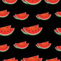 vektor design sömlös mönster vattenmelon skivor på svart bakgrund