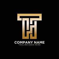 t eller th initial logotyp guld Färg lyx design för företag företag och varumärke vektor
