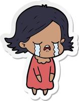 klistermärke av en tecknad flicka som gråter vektor