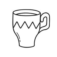 hand dragen kopp av kaffe eller te klotter. te tid i skiss stil. vektor illustration