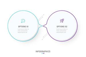 Vektor-Infografik-Etikettendesign-Vorlage mit Symbolen und 2 Optionen oder Schritten. kann für Prozessdiagramme, Präsentationen, Workflow-Layouts, Banner, Flussdiagramme und Infografiken verwendet werden. vektor