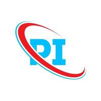 Pi-Logo. Pi-Design. blauer und roter pi-buchstabe. Pi-Brief-Logo-Design. Anfangsbuchstabe Pi verknüpfter Kreis Monogramm-Logo in Großbuchstaben. vektor