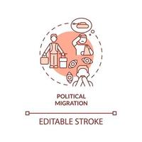 Symbol für das Konzept der politischen Migration aus Terrakotta. Problemen entgehen. verlassen heimat grund abstrakte idee dünne linie illustration. isolierte Umrisszeichnung. editierbarer Strich. Arial, unzählige pro-fette Schriftarten verwendet vektor