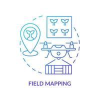 Symbol für das blaue Verlaufskonzept der Feldzuordnung. Innovationen in der Agrarindustrie. landwirtschaftliche trends abstrakte idee dünne linie illustration. isolierte Umrisszeichnung. Unzählige pro-fette Schriftarten werden verwendet vektor