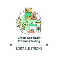 Symbol für das Testkonzept von Körnern und Getreideprodukten. Lebensmittelsicherheit Bewertung abstrakte Idee dünne Linie Abbildung. isolierte Umrisszeichnung. editierbarer Strich. Arial, unzählige pro-fette Schriftarten verwendet vektor