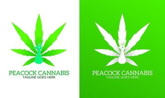 Illustration Vektorgrafiken von Vorlage Logo Pfau Cannabis vektor