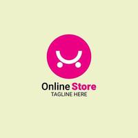 Professionelles Online-Shop-Logo mit einer sehr einfachen und eleganten Form in einfarbiger Magenta-Farbe vektor