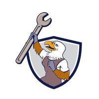 mechaniker weißkopfseeadler schlüssel wappen cartoon vektor