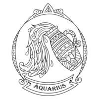 aquarius linje konst vektor