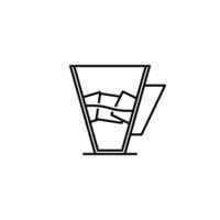 kaffe kopp ikon med is kub på vit bakgrund. enkel, linje, silhuett och rena stil. svart och vit. lämplig för symbol, tecken, ikon eller logotyp vektor