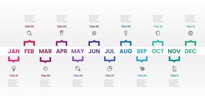 Die Infografik-Zeitleiste zeigt eine 12-monatige Roadmap mit Jobdetails vektor