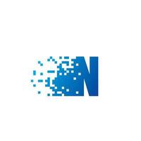 Buchstabe n-Pixel-Logo, sich schnell bewegendes n-Symbol vektor