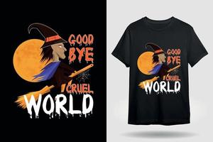 Grausames Welthalloween-T-Shirt Design vektor