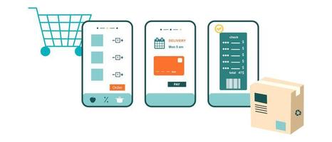 flache illustration des online-shopping-app-ui-schablonenvektors vektor