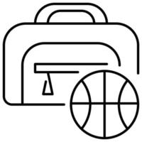 Duffle, Symbol für den Linienstil des Basketballthemas vektor