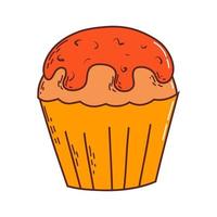 söt halloween cupcake. halloween element. lura eller behandla begrepp. vektor illustration i hand dragen stil