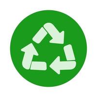 Symbol des Recyclings auf runder Form isoliert auf weißem Hintergrund. stempeln, markieren, etikettieren für den produktbestand. Vektor-Illustration vektor