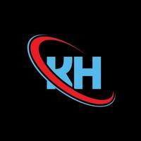 kh logotyp. kh design. blå och röd kh brev. kh brev logotyp design. första brev kh länkad cirkel versal monogram logotyp. vektor