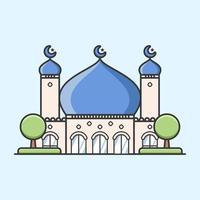 niedliche Ramadan-Moschee mit flachem Design und zwei Türmen vektor