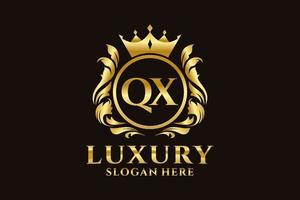 Royal Luxury Logo-Vorlage mit anfänglichem qx-Buchstaben in Vektorgrafiken für luxuriöse Branding-Projekte und andere Vektorillustrationen. vektor