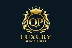 Royal Luxury Logo-Vorlage mit anfänglichem qp-Buchstaben in Vektorgrafiken für luxuriöse Branding-Projekte und andere Vektorillustrationen. vektor