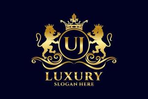 Initial uj Letter Lion Royal Luxury Logo Vorlage in Vektorgrafiken für luxuriöse Branding-Projekte und andere Vektorillustrationen. vektor