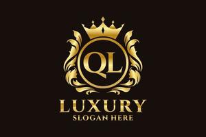 Royal Luxury Logo-Vorlage mit anfänglichem ql-Buchstaben in Vektorgrafiken für luxuriöse Branding-Projekte und andere Vektorillustrationen. vektor