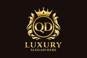 Royal Luxury Logo-Vorlage mit anfänglichem qd-Buchstaben in Vektorgrafiken für luxuriöse Branding-Projekte und andere Vektorillustrationen. vektor