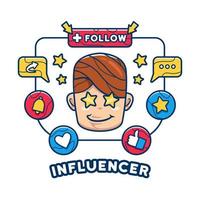 internet social media missbrukare influencer illustration begrepp vektor