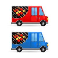 Taichan Yakitori Satay Food Truck Street Food Van Illustrationsset vektor