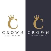abstraktes logo-schablonendesign der königlichen luxuskrone. krone mit monogramm, mit den eleganten und unbedeutenden linien lokalisiert auf dem hintergrund. vektor