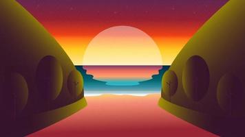 Sonnenuntergang Strand Hintergrund Natur Landschaft Vektor-Illustration vektor